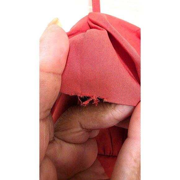 BCBG Max Azria Orange Baby Doll Sleeveless Embroidered Hem Top Ruffle Detail L - Picture 7 of 10